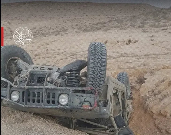 انقلاب مركبة اسرائيلة في غزة